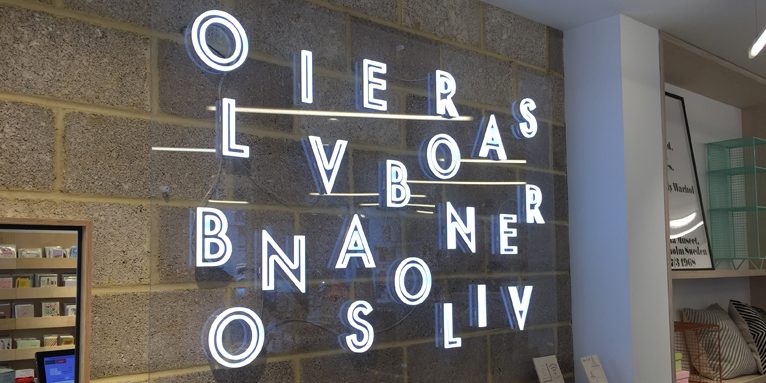oliver bonas internal illuminated signage